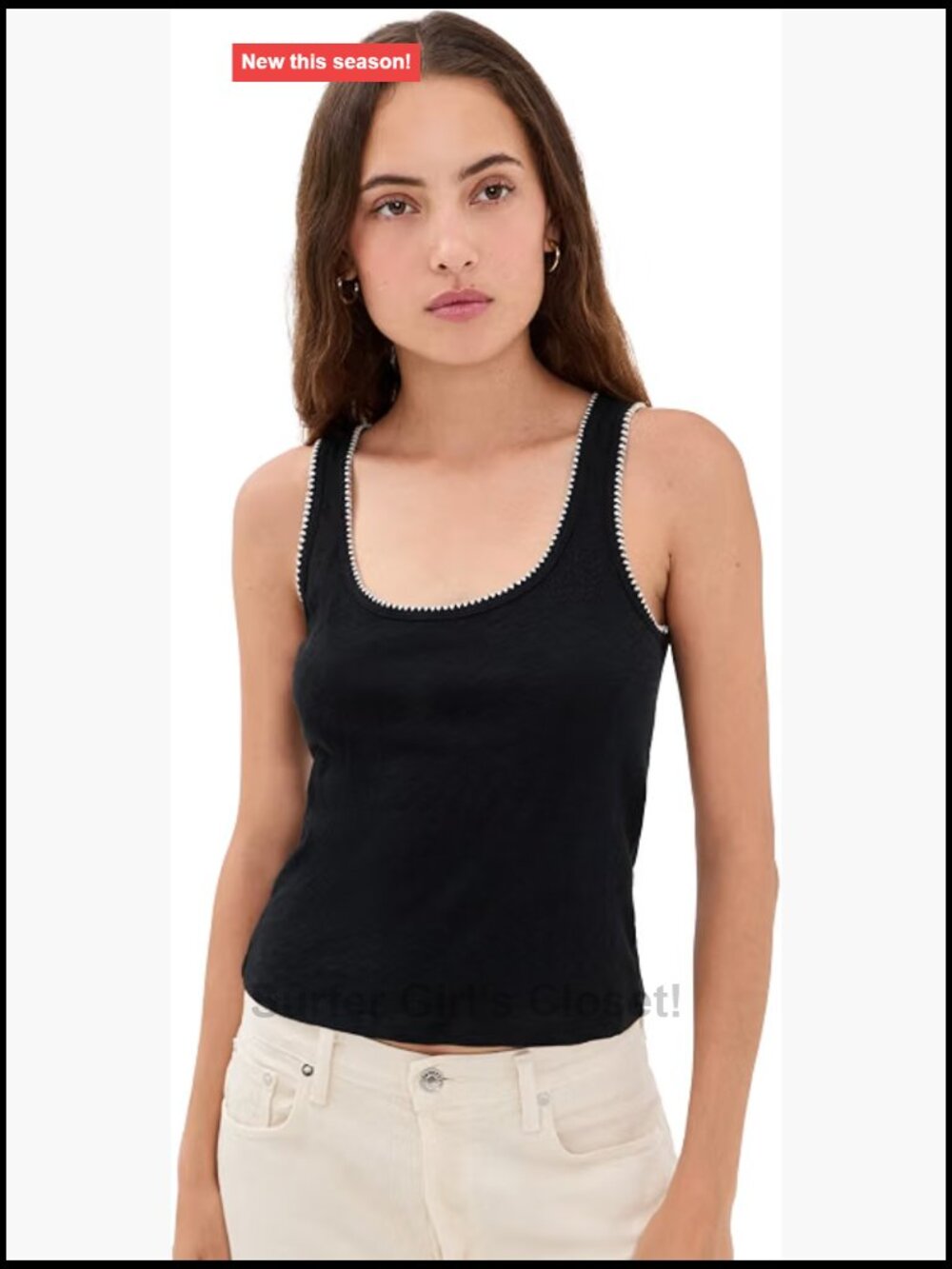 Z Supply Julian Crochet Tank Top - Sleeveless Scoop Neck Cotton Stretch